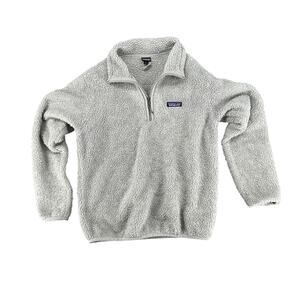 Patagonia Gray Sherpa Fleece Jacket Collared 1/2 Zip Small Recycled Polyester